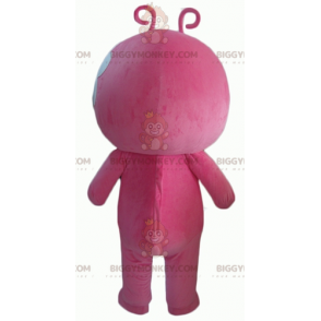 Costume de mascotte BIGGYMONKEY™ de bonhomme rose et blanc avec