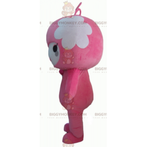 BIGGYMONKEY™ Costume da mascotte Pupazzo di neve rosa e bianco