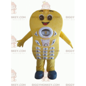 Costume da mascotte BIGGYMONKEY™ con telefono cellulare giallo