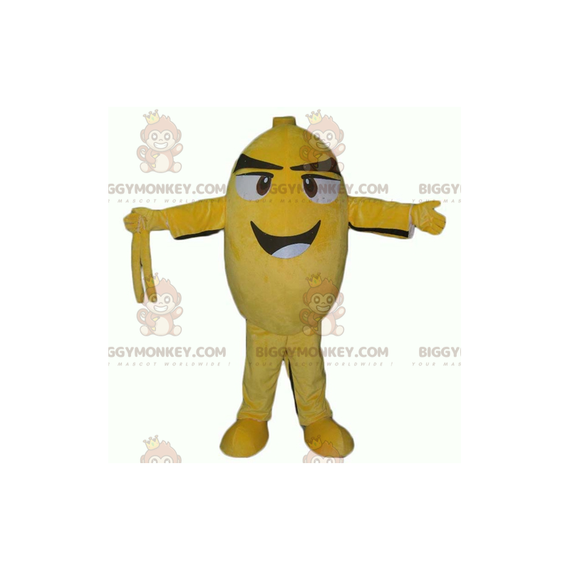 Smiling Oval Snowman Yellow and Black Bird BIGGYMONKEY™ Mascot