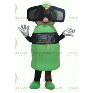 Green and Black Snowman BIGGYMONKEY™ Mascot Costume with 3D