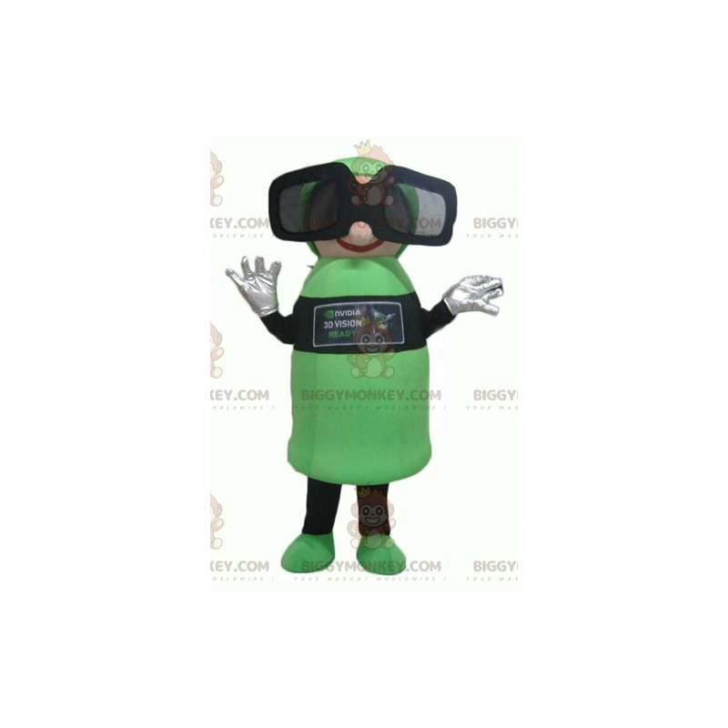 Green and Black Snowman BIGGYMONKEY™ Mascot Costume with 3D