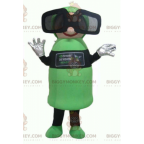 Green and Black Snowman BIGGYMONKEY™ Mascot Costume with 3D