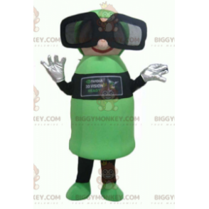 Grøn og sort snemand BIGGYMONKEY™ maskotkostume med 3D-briller