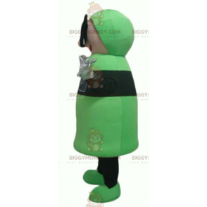 Green and Black Snowman BIGGYMONKEY™ Mascot Costume with 3D