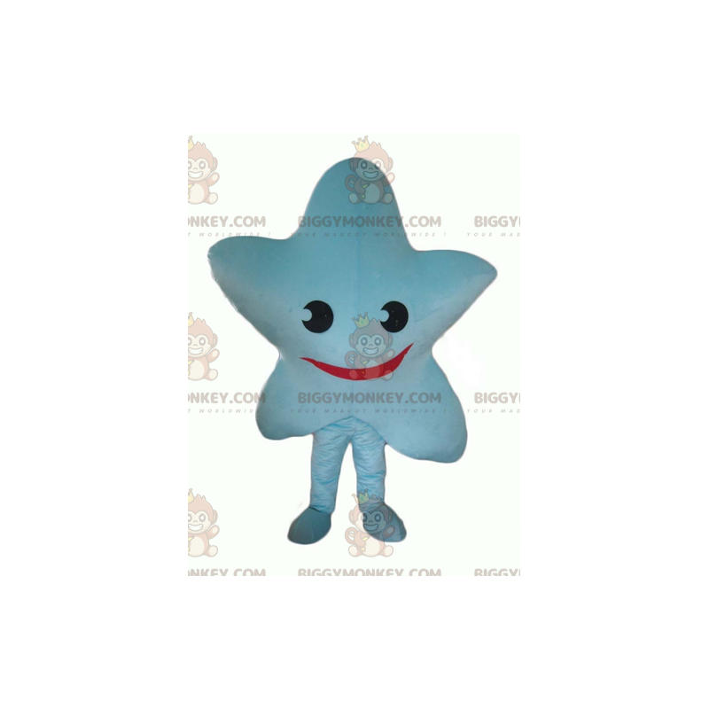 Kostým s usměvavou obří modrou hvězdou BIGGYMONKEY™ maskota –