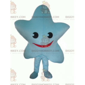 Disfraz de mascota de estrella azul gigante sonriente