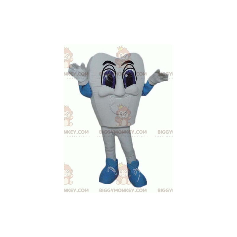 Costume de mascotte BIGGYMONKEY™ de dent blanche et bleue