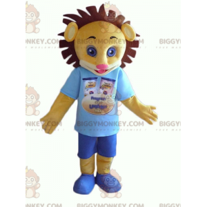 BIGGYMONKEY™ Costume da mascotte di cucciolo di leone giallo e