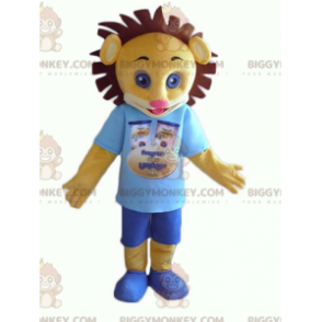 BIGGYMONKEY™ Costume da mascotte di cucciolo di leone giallo e