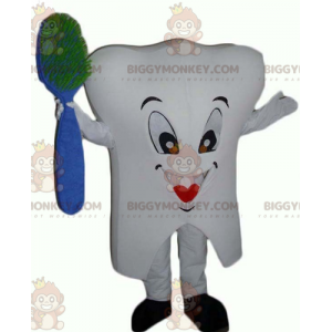 Giant White Tooth BIGGYMONKEY™ maskotdräkt med borste -