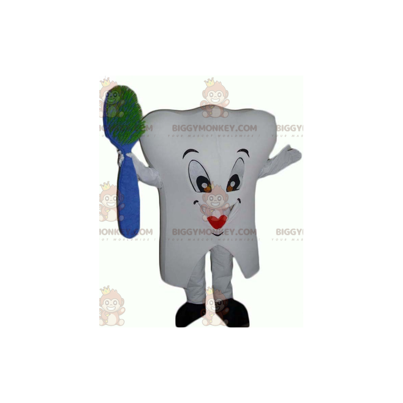 Traje de mascote gigante dente branco BIGGYMONKEY™ com pincel –