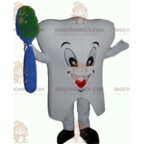 Giant White Tooth BIGGYMONKEY™ Mascot Costume with Brush –