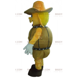 Kostium maskotki żółtego psa w beczce BIGGYMONKEY™ z kapeluszem