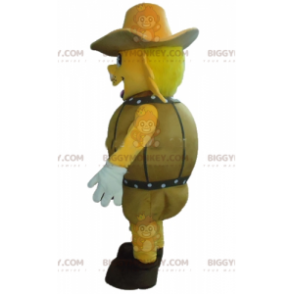 BIGGYMONKEY™ Yellow Dog in Barrel Mascot Costume with Hat –