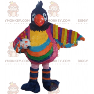 BIGGYMONKEY™ Mascottekostuum met grote veelkleurige vogels en