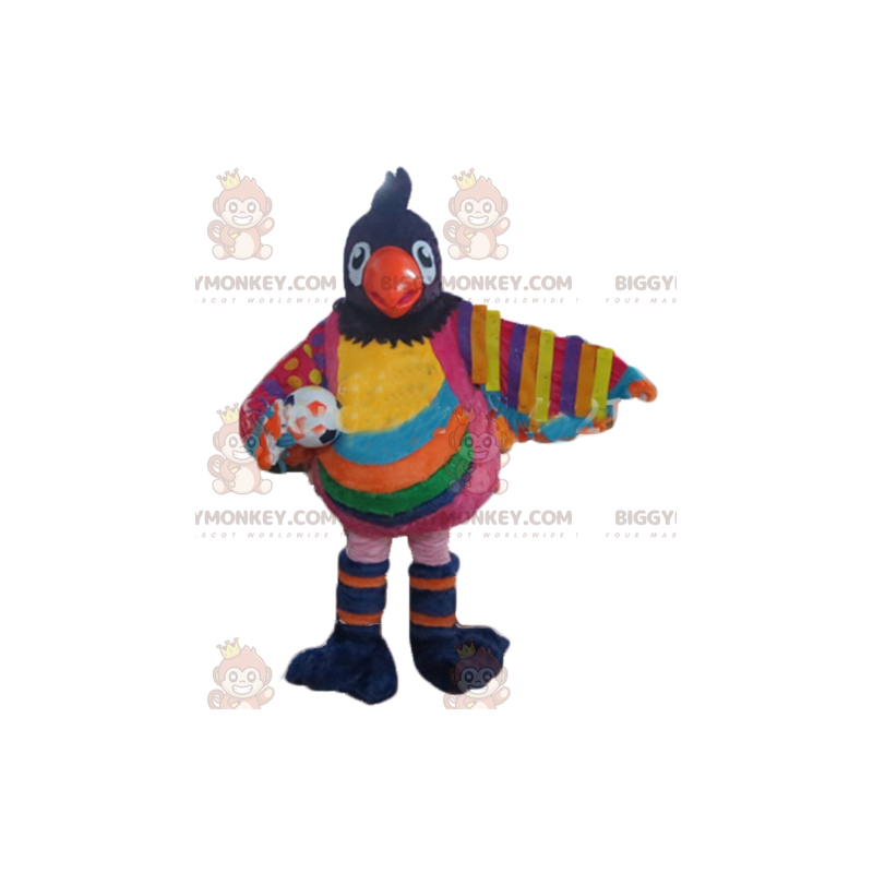 Costume de mascotte BIGGYMONKEY™ de grand oiseau multicolore