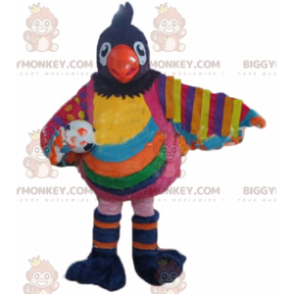 BIGGYMONKEY™ Big Multicolored Bird Mascot Costume with Balloon