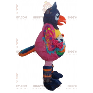 BIGGYMONKEY™ stort flerfarvet fuglemaskotkostume med ballon -