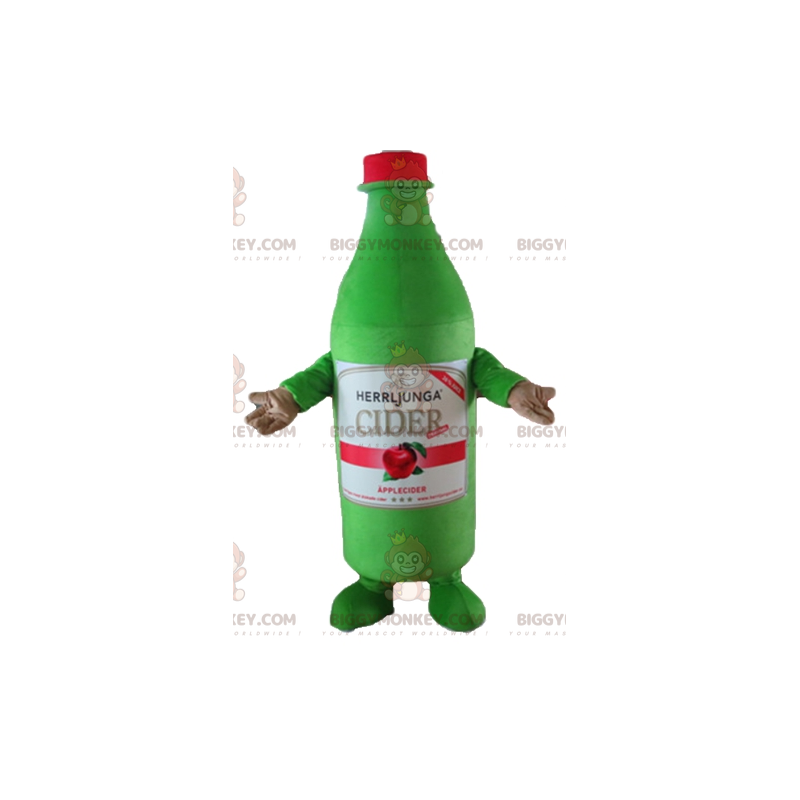 Costume de mascotte BIGGYMONKEY™ de bouteille verte de cidre