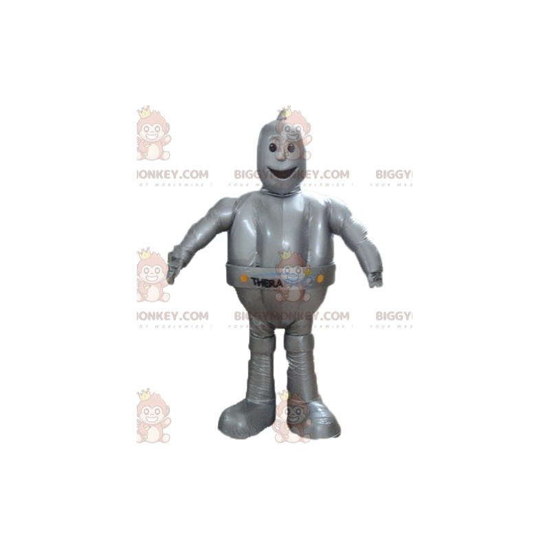 Giant Smiling Metallic Gray Robot BIGGYMONKEY™ Mascot Costume –