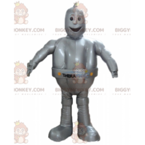 Giant Smiling Metallic Gray Robot BIGGYMONKEY™ Mascot Costume –