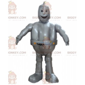 Gigantisch lachende metallic grijze robot BIGGYMONKEY™