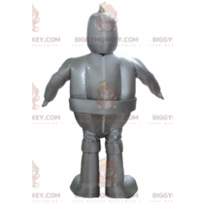 Giant Smiling Metallic Gray Robot BIGGYMONKEY™ Mascot Costume –