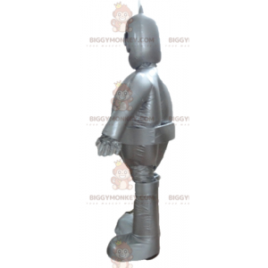 Giant Smiling Metallic Gray Robot BIGGYMONKEY™ Mascot Costume –