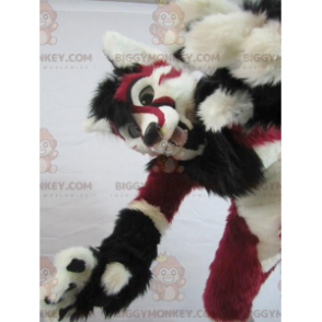Rot-weißer und schwarzer Gepard BIGGYMONKEY™ Maskottchen-Kostüm