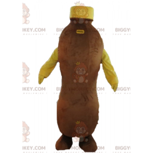 Brun och gul chokladdrinkflaska BIGGYMONKEY™ Maskotdräkt -