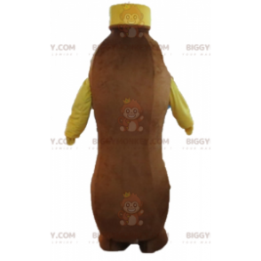 Brown and Yellow Chocolate Drink Bottle BIGGYMONKEY™ Mascot