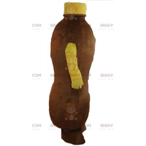 Kostým maskota BIGGYMONKEY™ z hnědé a žluté čokoládové láhve na
