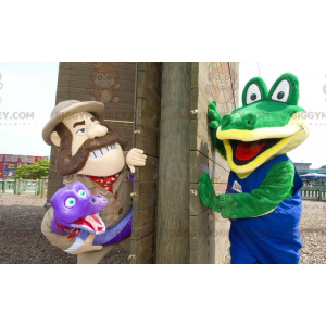 Duo de mascottes BIGGYMONKEY™ un crocodile vert et un