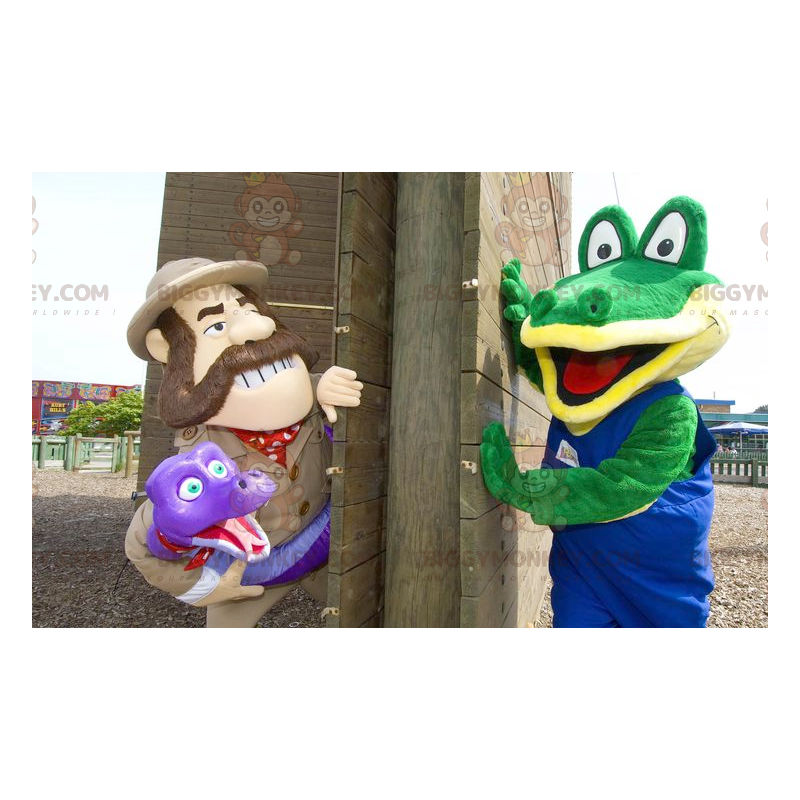 2 BIGGYMONKEY™s maskot en grøn krokodille og en