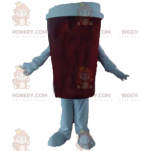 Costume da mascotte BIGGYMONKEY™ tazza di caffè rosso e bianco