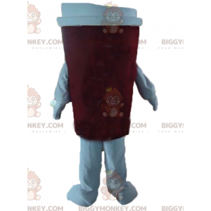 Red and White Coffee Cup BIGGYMONKEY™ Mascot Costume -