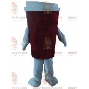 Costume da mascotte BIGGYMONKEY™ tazza di caffè rosso e bianco