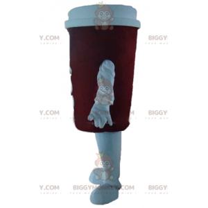 Costume da mascotte BIGGYMONKEY™ tazza di caffè rosso e bianco