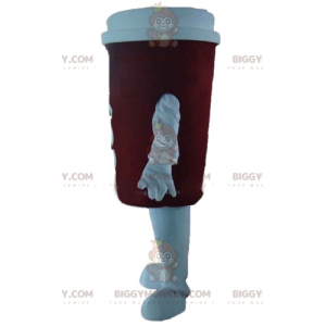 Red and White Coffee Cup BIGGYMONKEY™ Mascot Costume -