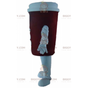 Costume da mascotte BIGGYMONKEY™ tazza di caffè rosso e bianco