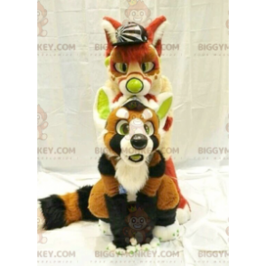 Duo de mascottes BIGGYMONKEY™ de renards de chiens -