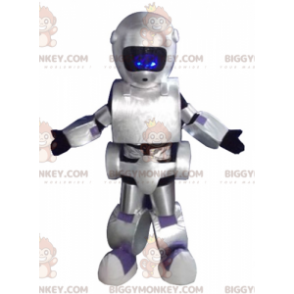 Costume de mascotte BIGGYMONKEY™ de robot gris métallisé géant