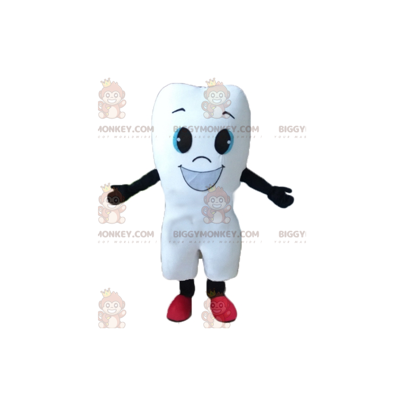 Giant White Tooth BIGGYMONKEY™ Mascot Costume With A Big Smile