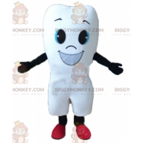 Giant White Tooth BIGGYMONKEY™ Mascot Costume With A Big Smile