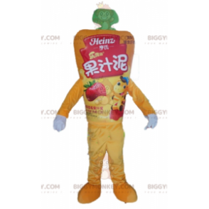 Costume da mascotte BIGGYMONKEY™ con vasetto di salsa giallo