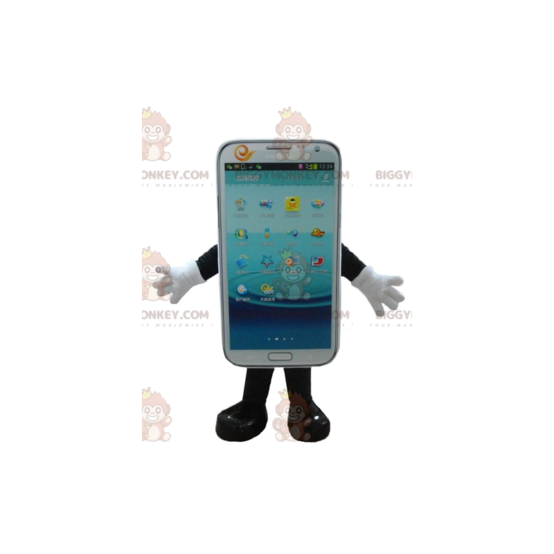 BIGGYMONKEY™ witte mobiele telefoon mascottekostuum met