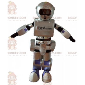 Costume mascotte BIGGYMONKEY™ robot gigante grigio nero e viola