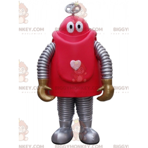 Costume de mascotte BIGGYMONKEY™ de robot rouge et gris de