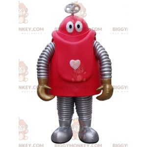 Tegnefilm rød og grå robot BIGGYMONKEY™ maskotkostume -